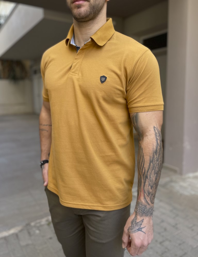 Everbest ανδρική ώχρα πικέ Polo μπλούζα Plus Size 252832 φωτογραφία
